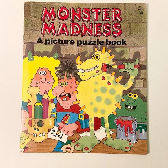 Vintage 1989 Monster Madness A Picture Puzzle Book  Hippo Books Scholastic - Picture 1 of 12